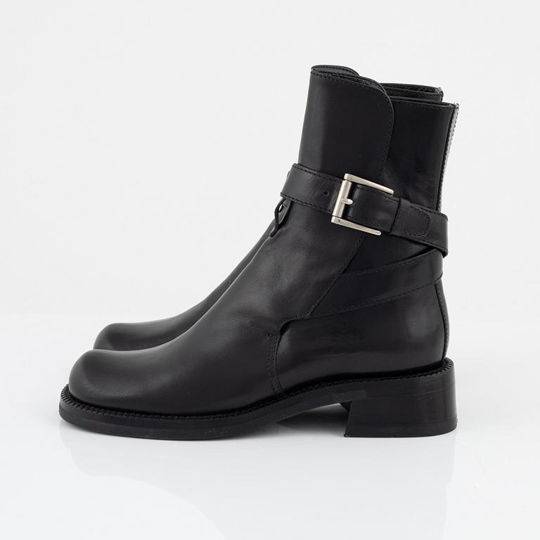 Prada, black leather chelsea boots, size 37 1/2.