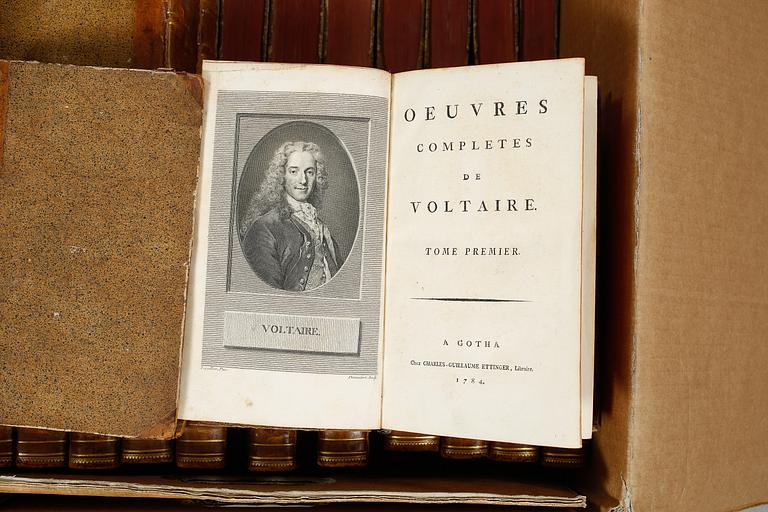 FRANCOIS VOLTAIRE (1694-1778), OEUVRE COMPLETES DE VOLTAIRE, 65 vol, Charles-Guillaume Ettinger, Gotha 1784-1789.