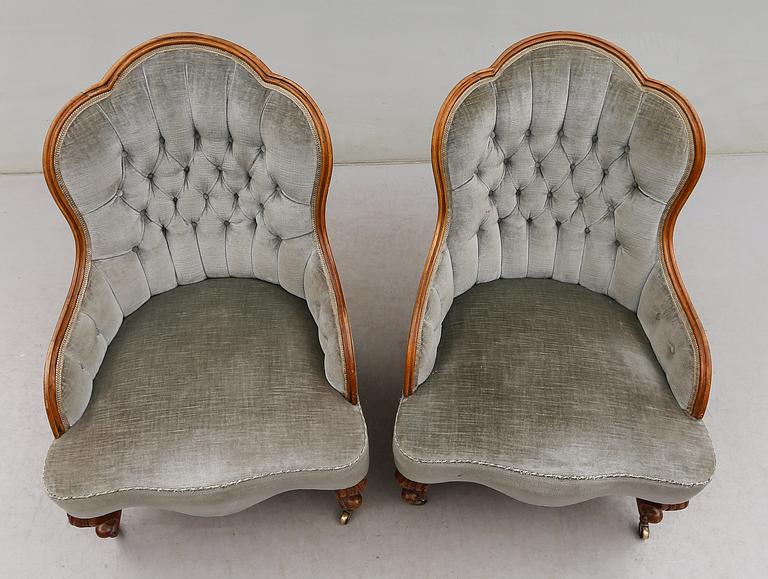 FÅTÖLJER, 1 par, 1800-talets andra hälft.