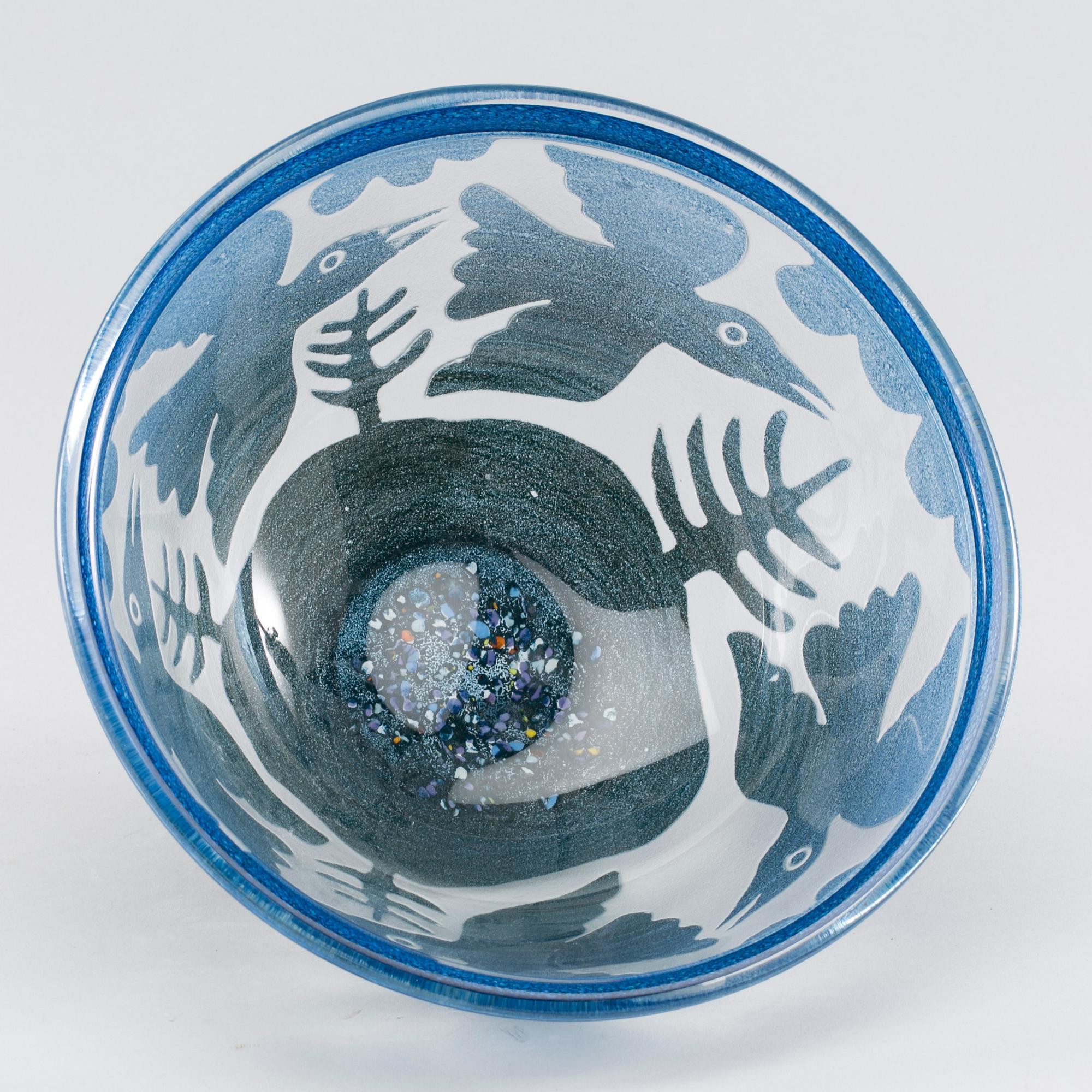 A Bertil Vallien glass bowl, Boda.
