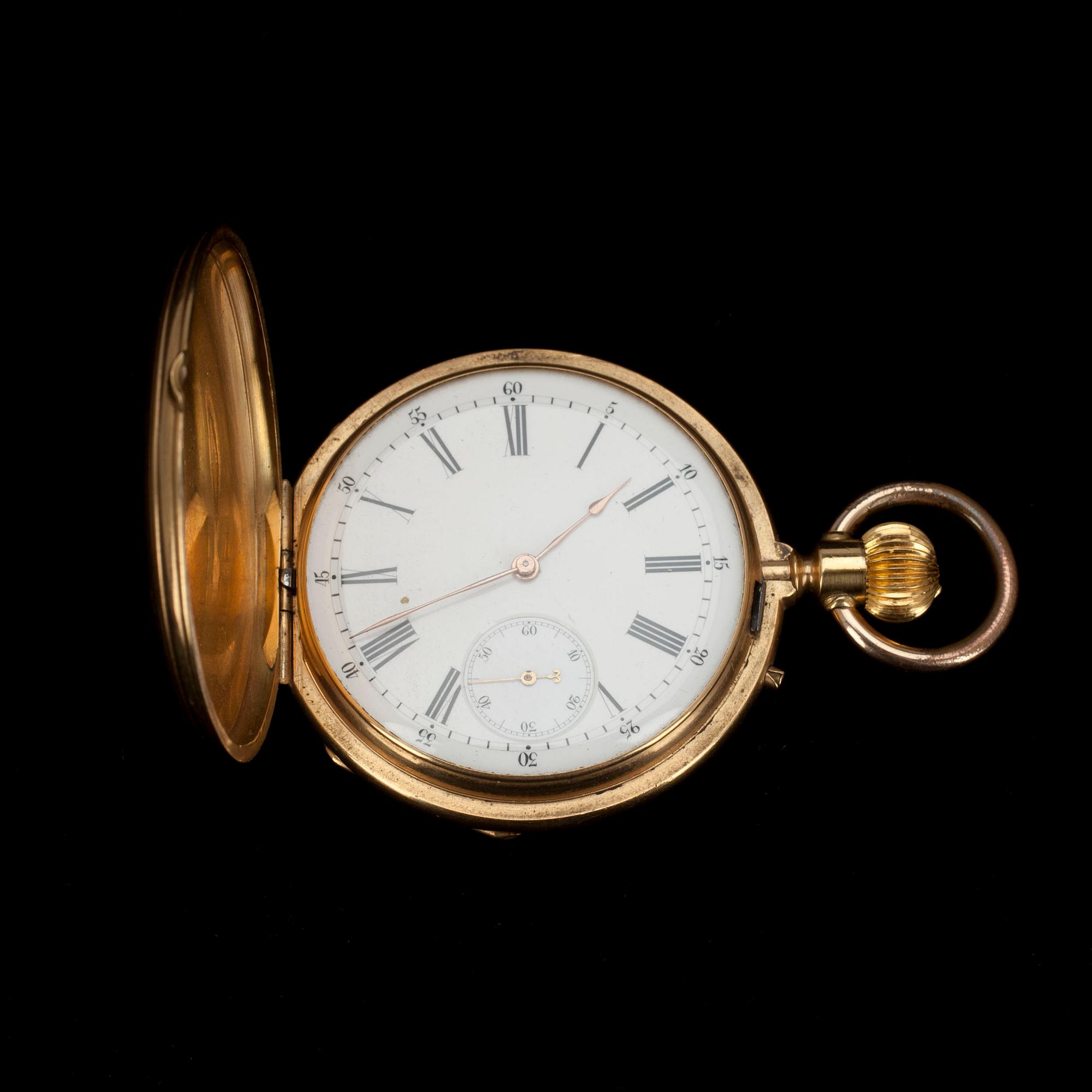 FICKUR, 18K guld, dubbelboett. Ca 1900.