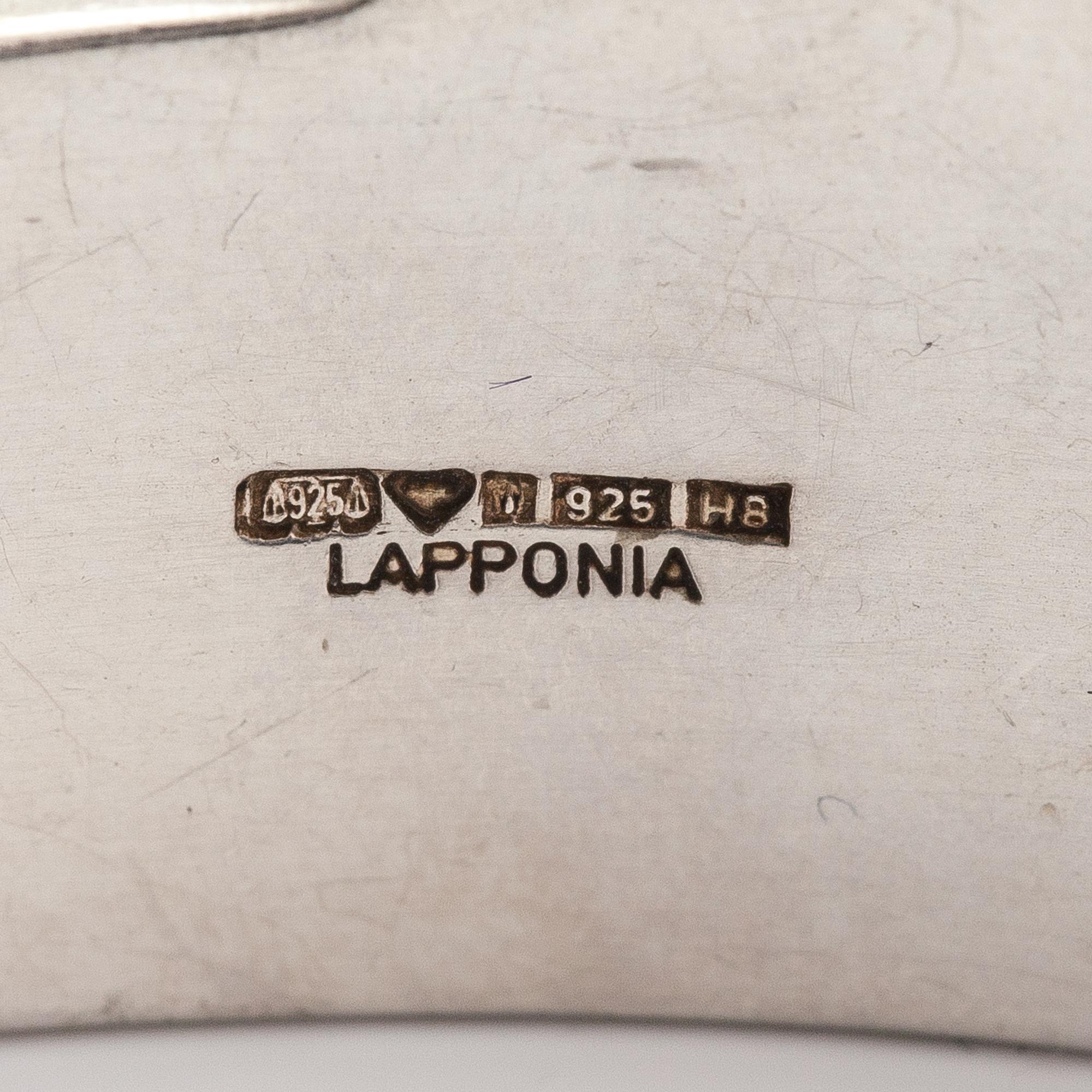 Björn Weckström, A sterling silver and leather bracelet "Inclination". Lapponia 1985.