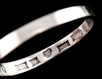 RING, 18k vitguld med briljantslipad diamant 0.18 ct, Yngve Roskvist, Malmö, 1977. Vikt 3 g.