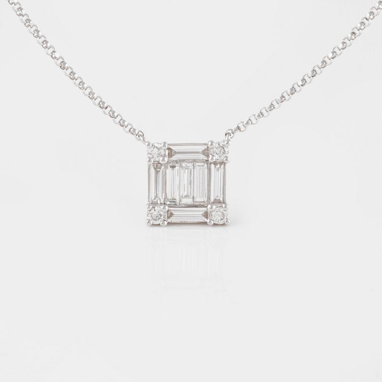 COLLIER, med baguette och briljantslipade diamanter ca 0.60 ct.