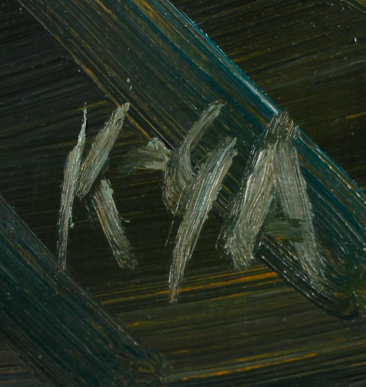 OKÄND KONSTNÄR, olja på pannå, monogramsign KGA, 1900-talets mitt.