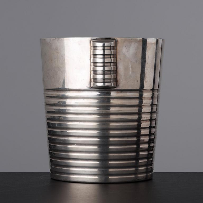 Luc Lanel, a silver plated champagne cooler, Christofle, France ca 1935.