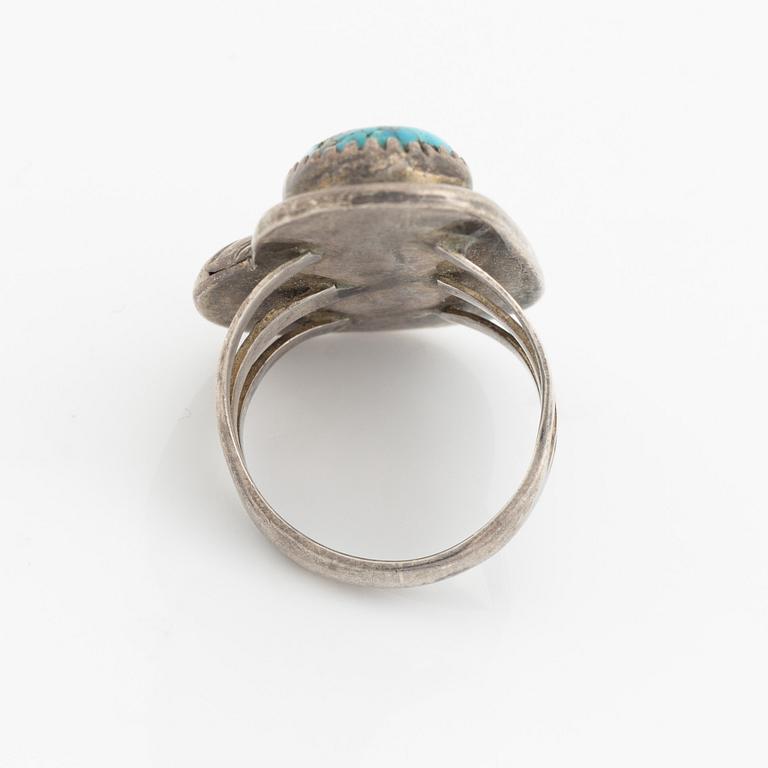 Ring and brooch, silver.