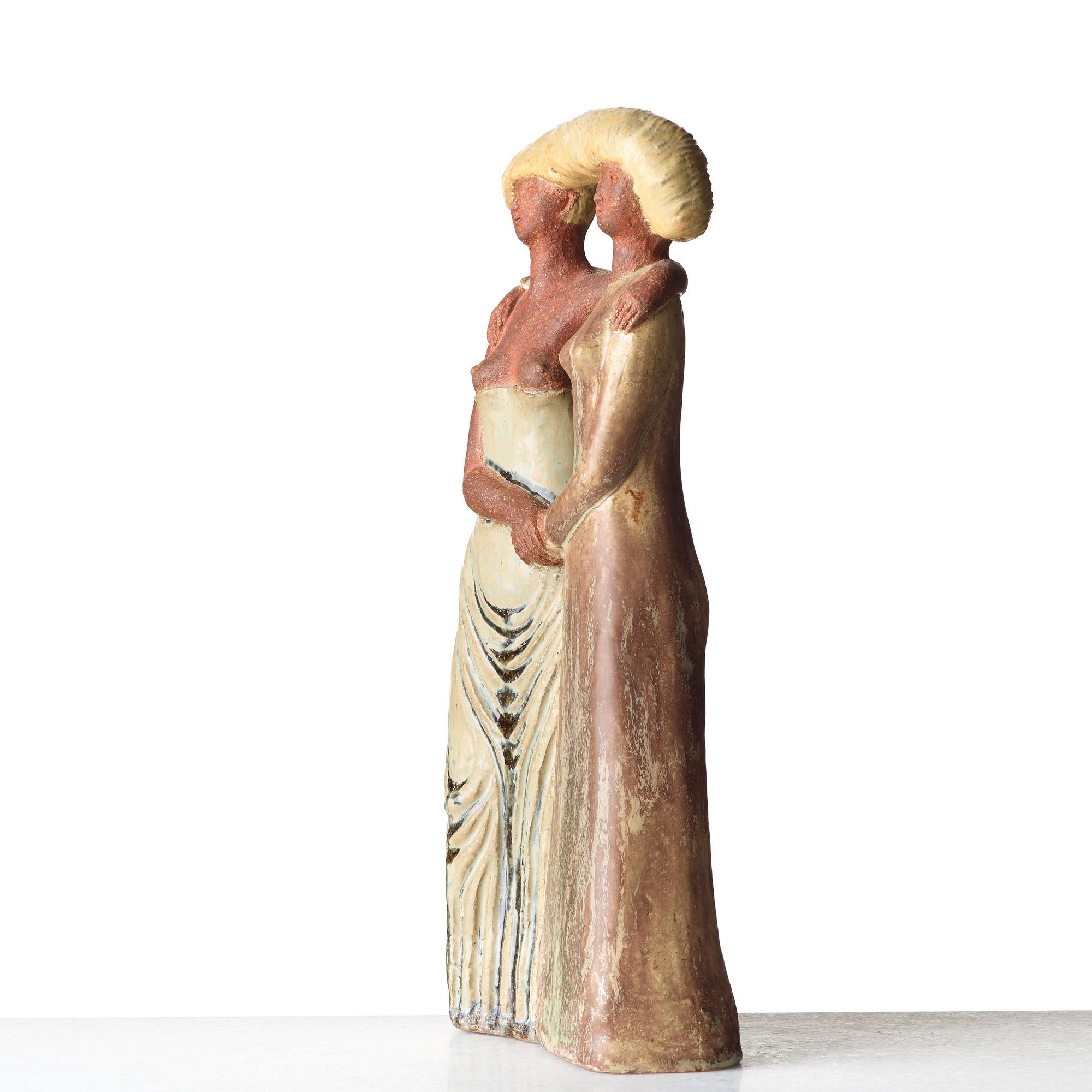 Stig Lindberg, a stoneware sculpture "The Sisters”, Gustavsberg studio, Sweden 1940's.