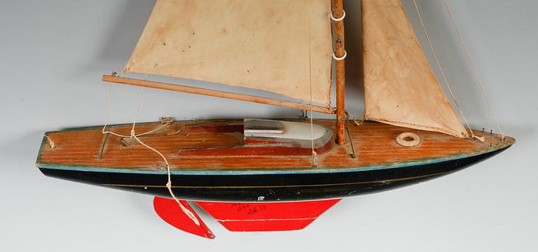 MODELLBÅT, segelbåt, 1900-talets mitt.