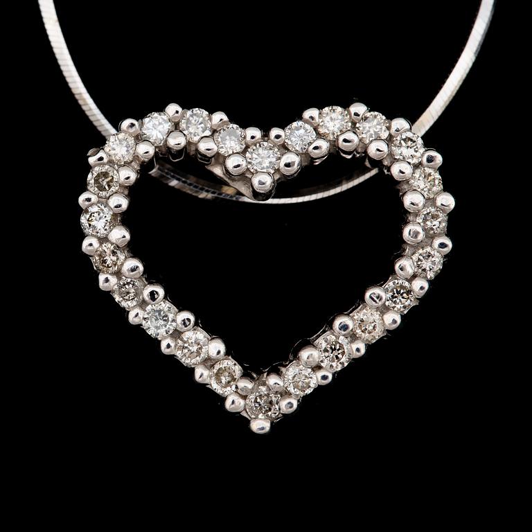 HALSSMYCKE, 14k vitguld med briljantslipade diamanter tot ca0,50ct. Vikt 3,4g.