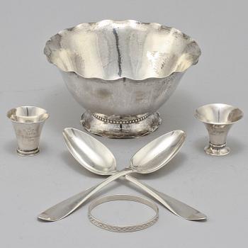 PARTI SILVER, 6 delar, bl a Johan Malmstedt, Göteborg, 1804. Tot vikt 400 g.