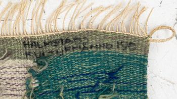 Inger Segerlind-Lindblad, vävnad, gobelängteknik, ca 97 x 70 cm, signerad o daterad 1961.