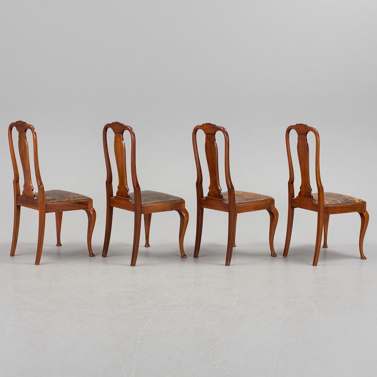 Four Baroque style mahogany chairs, mid 20th Century.