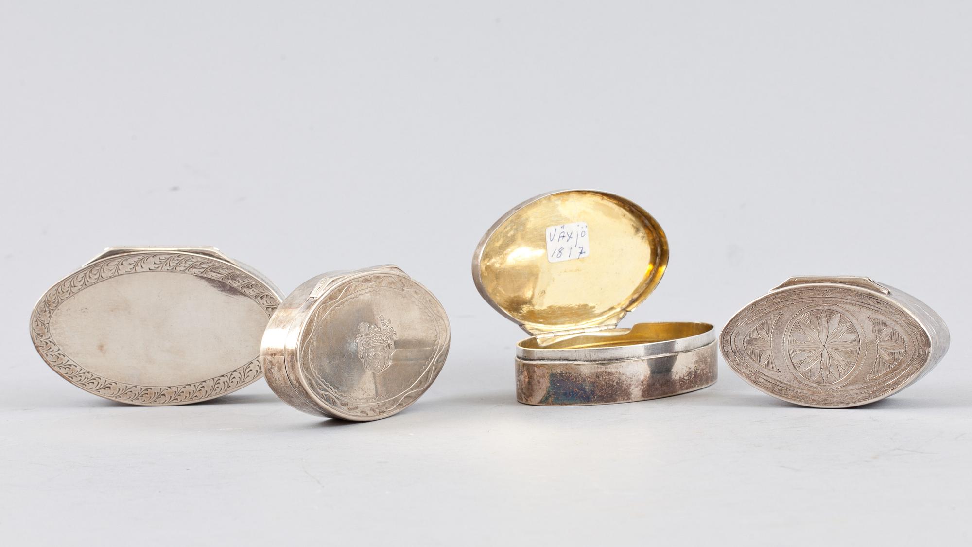DOSOR, 4 st, silver, Sverige, 1700-talets slut/1800-talets första hälft.