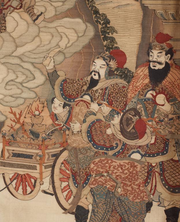 A kesi silk 'Immortals' panel, Qing dynasty, 19th 
century.