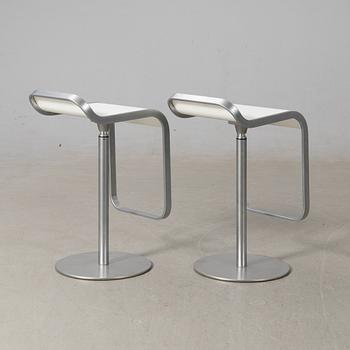 Shin & Tomoko Azumi bar stools, a pair "Lem" for LaPalma, Italy, late 20th century.