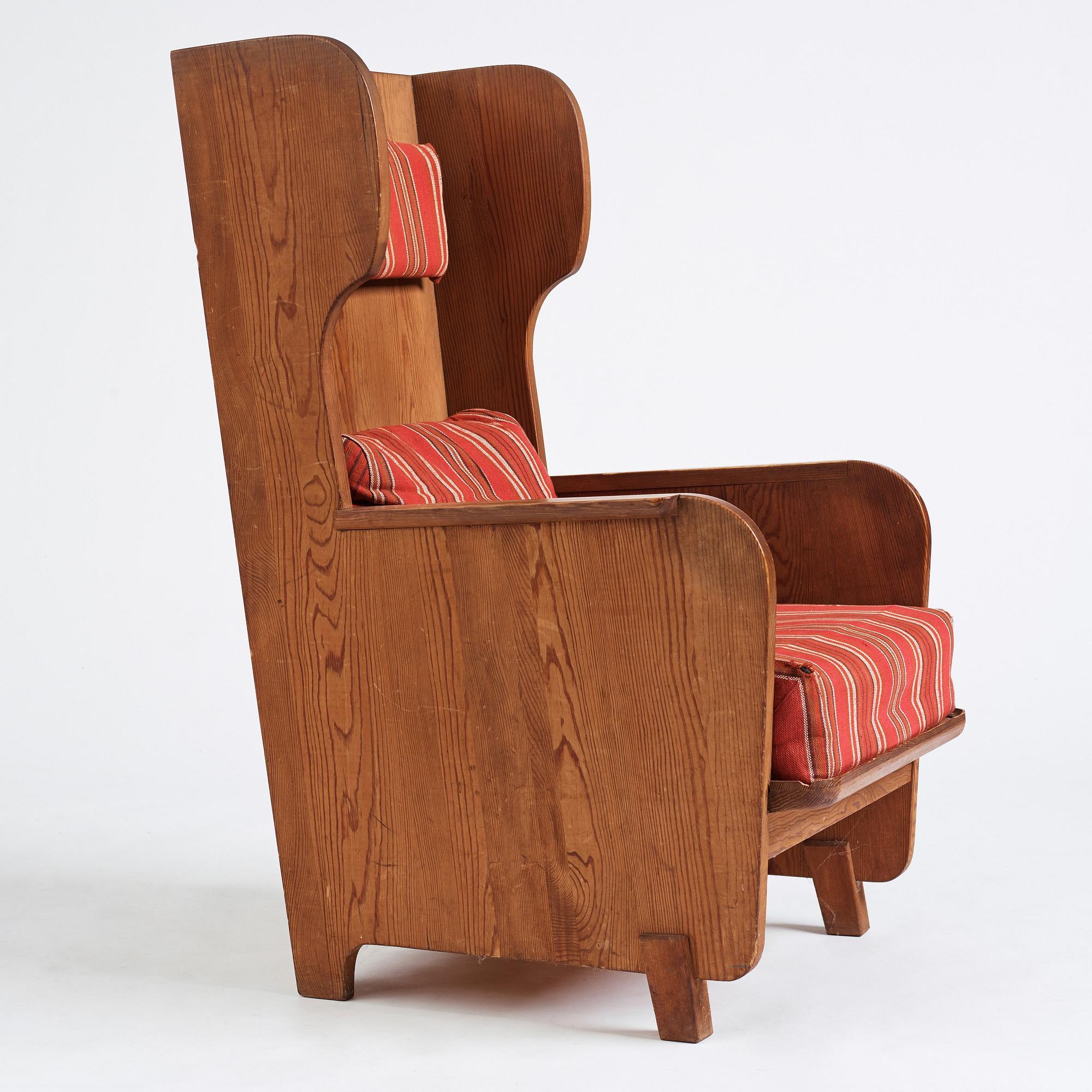 Axel Einar Hjorth, a stained pine "Lovö" armchair, Nordiska Kompaniet, Sweden 1930s.