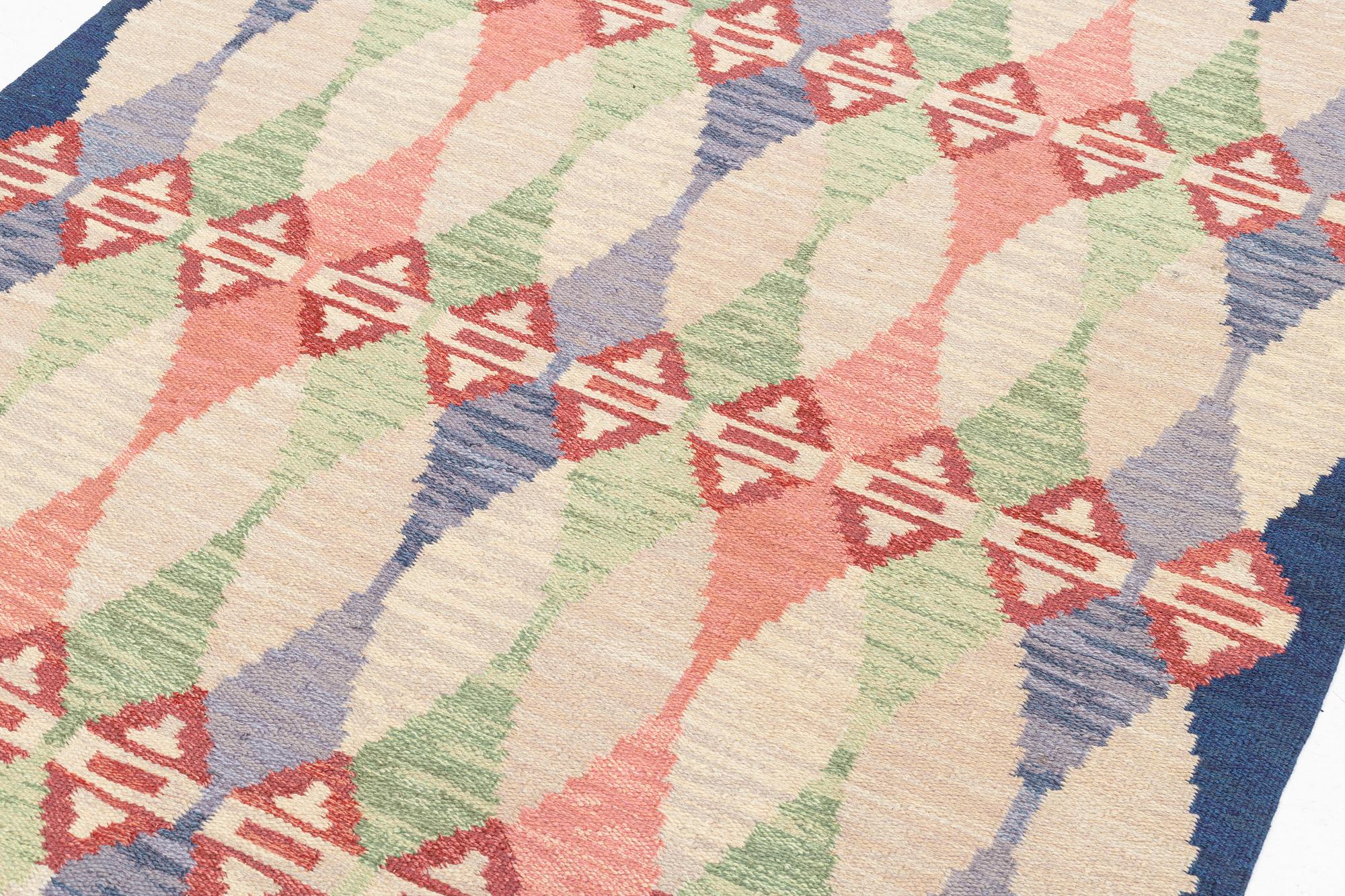 Bittan Bergh-Valberg, a carpet, "Kaleidoscope", flat weave, c 245 x 164 cm, signed BBV.