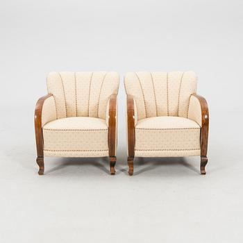 Armchairs, a pair from the 1940s.
