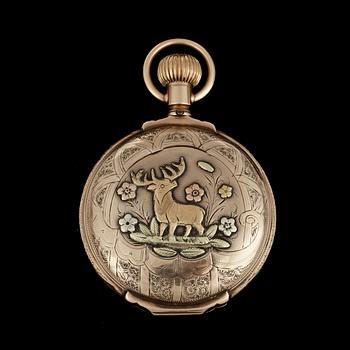 SAVONETTUR, fickur, 14k guld, quatre couleurs, Waltham Watch Co, modell 1883, USA. Vikt ca151g.