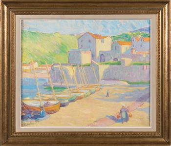 Okänd konstnär, olja på duk, signerad V. Sandberg och daterad -13.