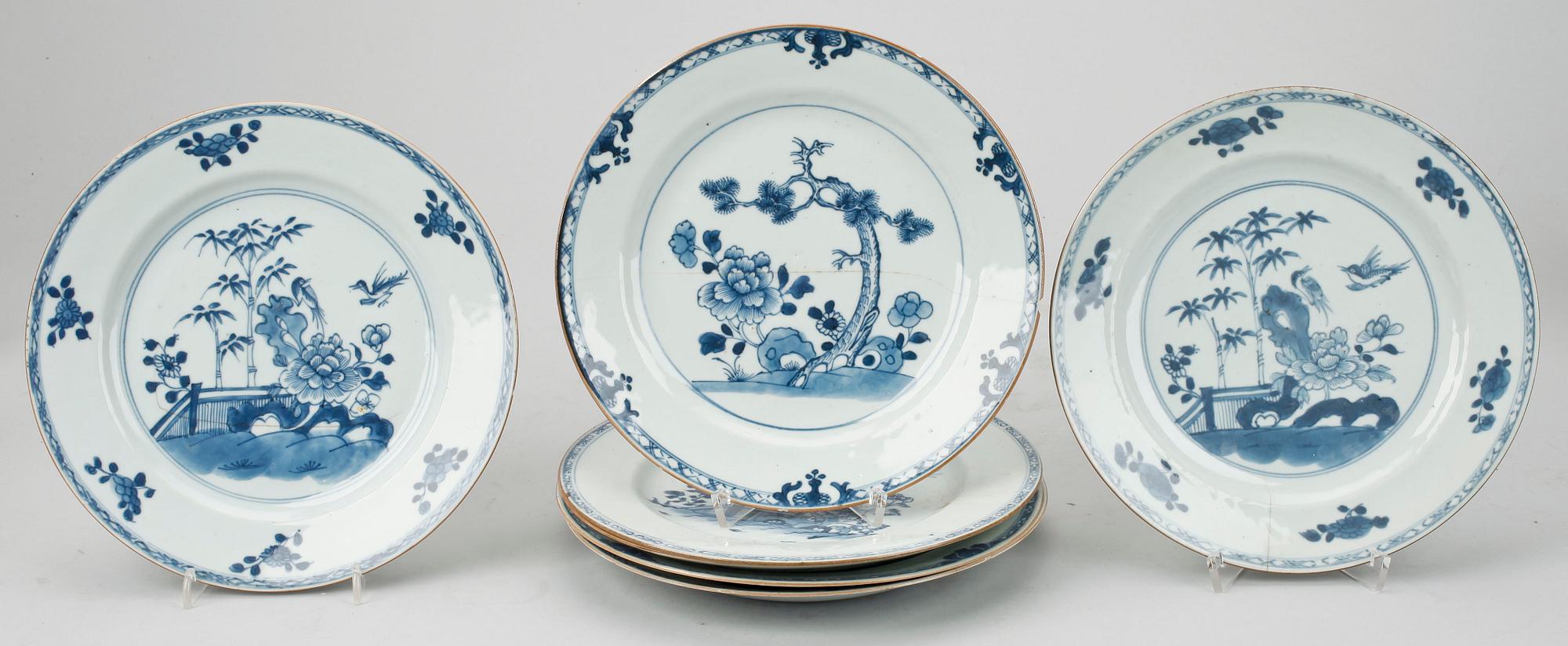 TALLRIKAR, 7st, porslin, Qianglong (1736-95), Kina.