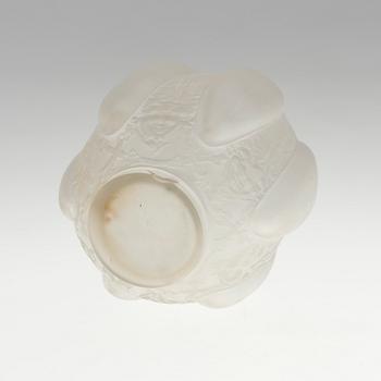 A René Lalique 'Six figurines et masques' moulded glass vase, France 1920-30's.