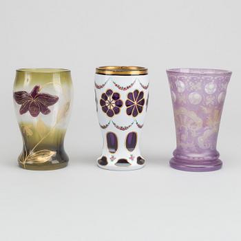 THREE 19TH CENTURY GERMAN GLASSES.