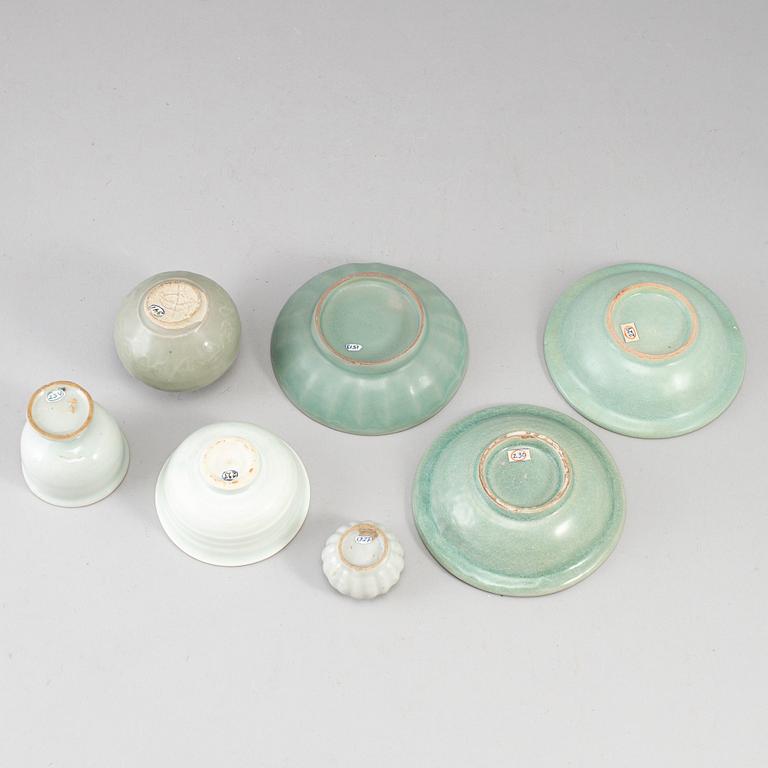 A group of Celadon ware, South East Asia, partly 17th Century. (7 pieces).