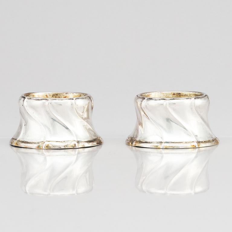 A pair of Swedish 18th century parcel-gilt silver salt cellars, mark of Andreas Öhrman, Stockholm 1756.