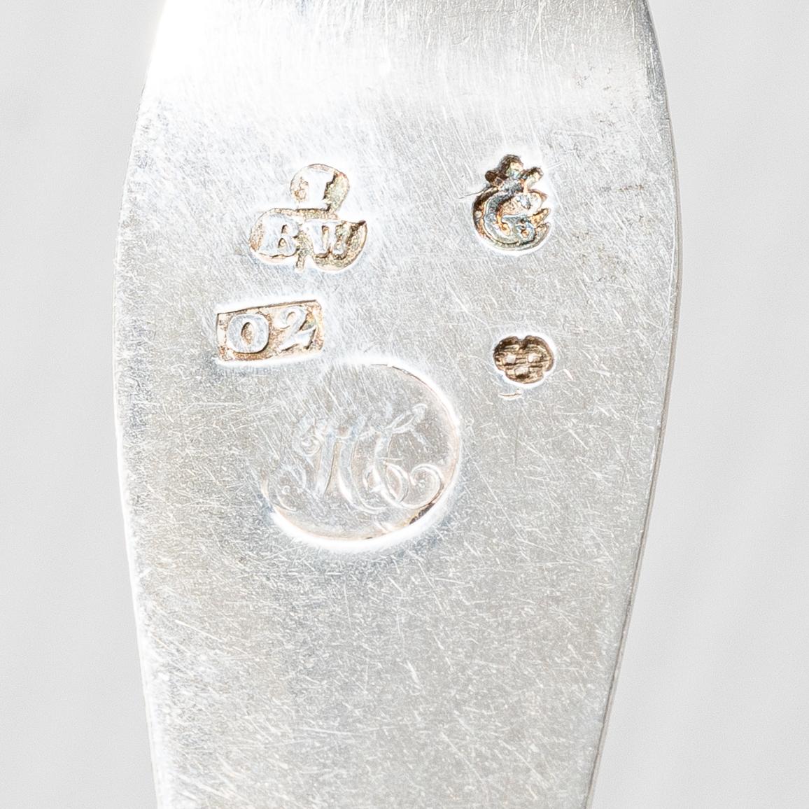 Jacob Blomsterwall, twelve silver spoons, Gothenburg 1796.