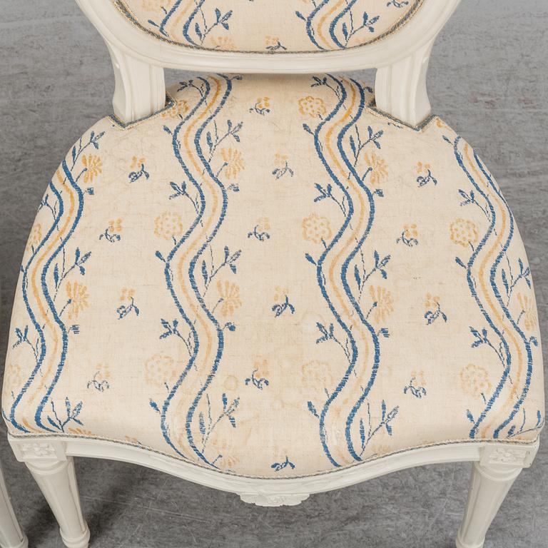 STOLAR 3 st, av Jacob Malmsten (mästare i Stockholm 1780-1788), gustavianska.