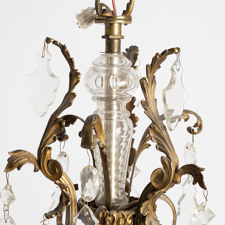 A six-branch rococ-style chandelier, first part 20th century.