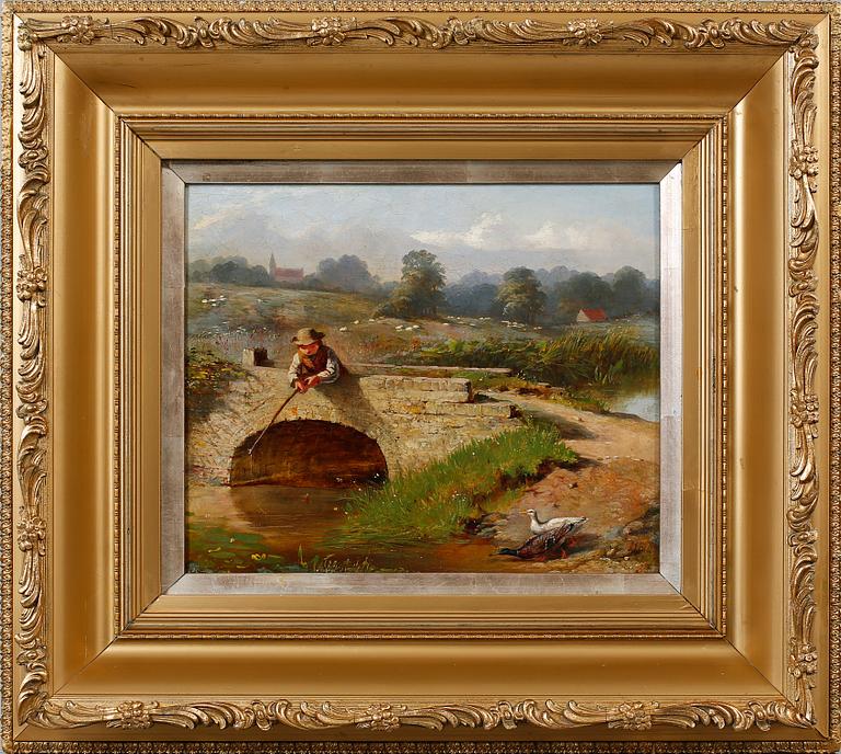 OIDENTIFIERAD ENGELSK KONSTNÄR, oljemålning, bär otydlig signatur och trolig datering -77?.