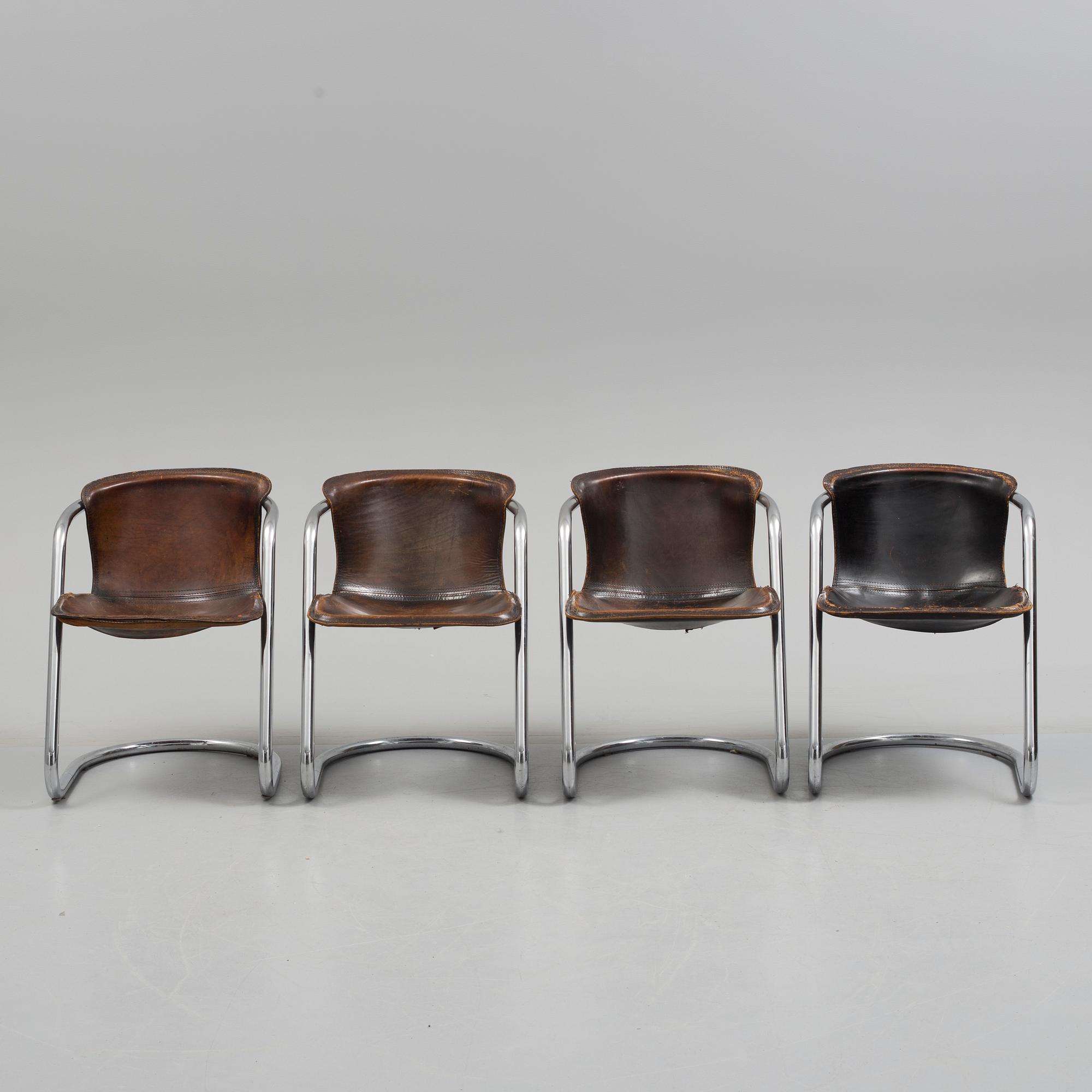 Four 1970s  'Cidue' chairs by Willy Rizzo, Italy.