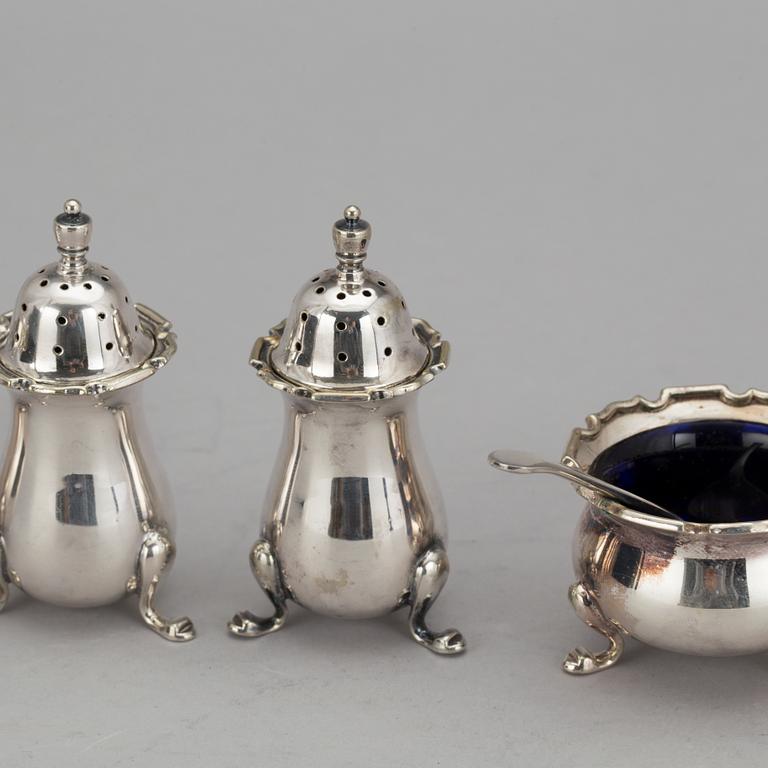 BORDSUPPSÄTTNING, 6 delar, nysilver, Mappin & Webb, England, 1900-talets mitt.