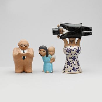 FIGURINER, 3 st stengods, Lisa Larson, Gustavsberg.