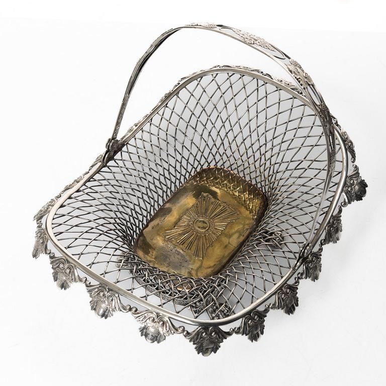Gustaf Folcker, A Swedish silver bread basket, silver, mark of Gustaf Folcker, Stockholm 1838.