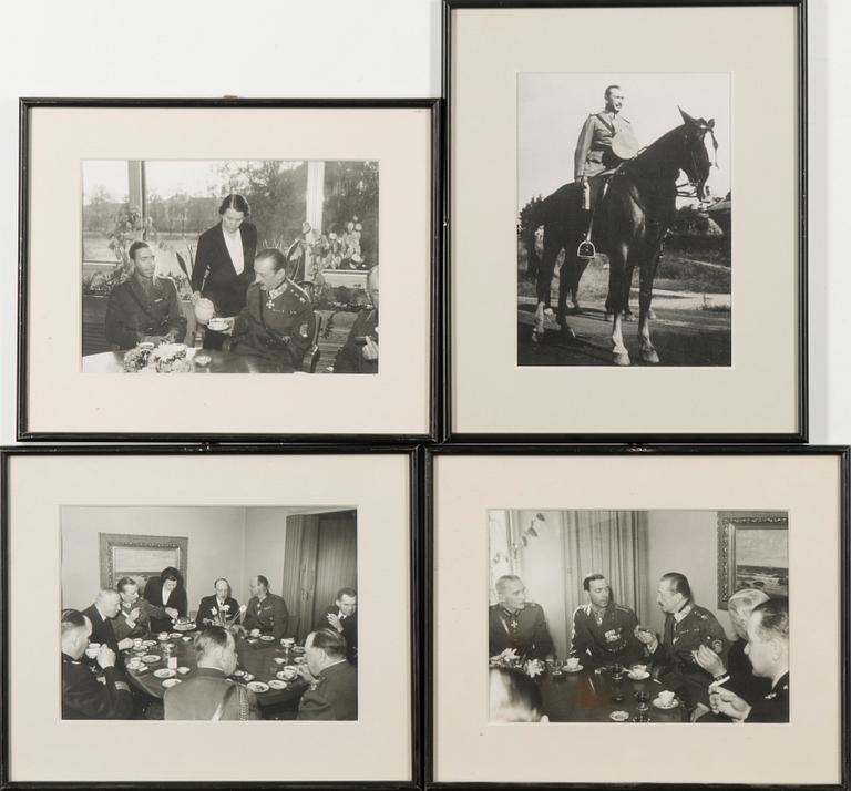 Four framed photos of Marshall Mannerheim.