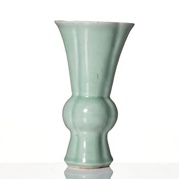 A celadon glazed vase, Qing dynasty, 19th Century.