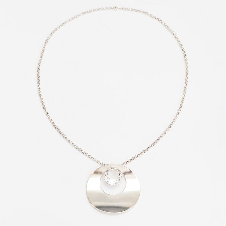 Kaunis Koru, A stelring silver neckalce with a rock crystal. Helsinki 1973.