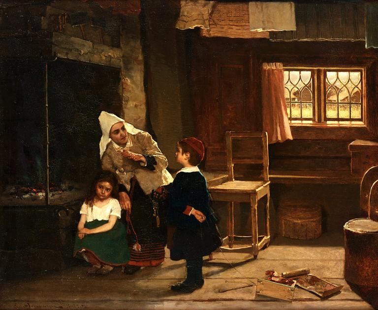Ernst Josephson, "Sagoberätterskan", interiör från Dalarna (The Storyteller, interior from Dalarna, Sweden).