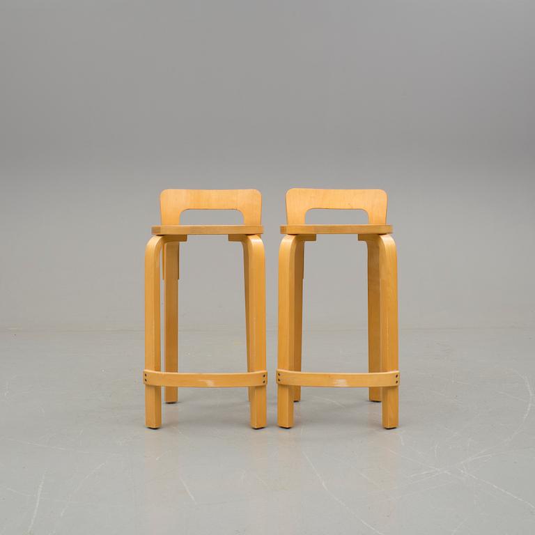 ALVAR AALTO, barstolar, ett par, "K65", Artek. Modellen formgiven 1935.