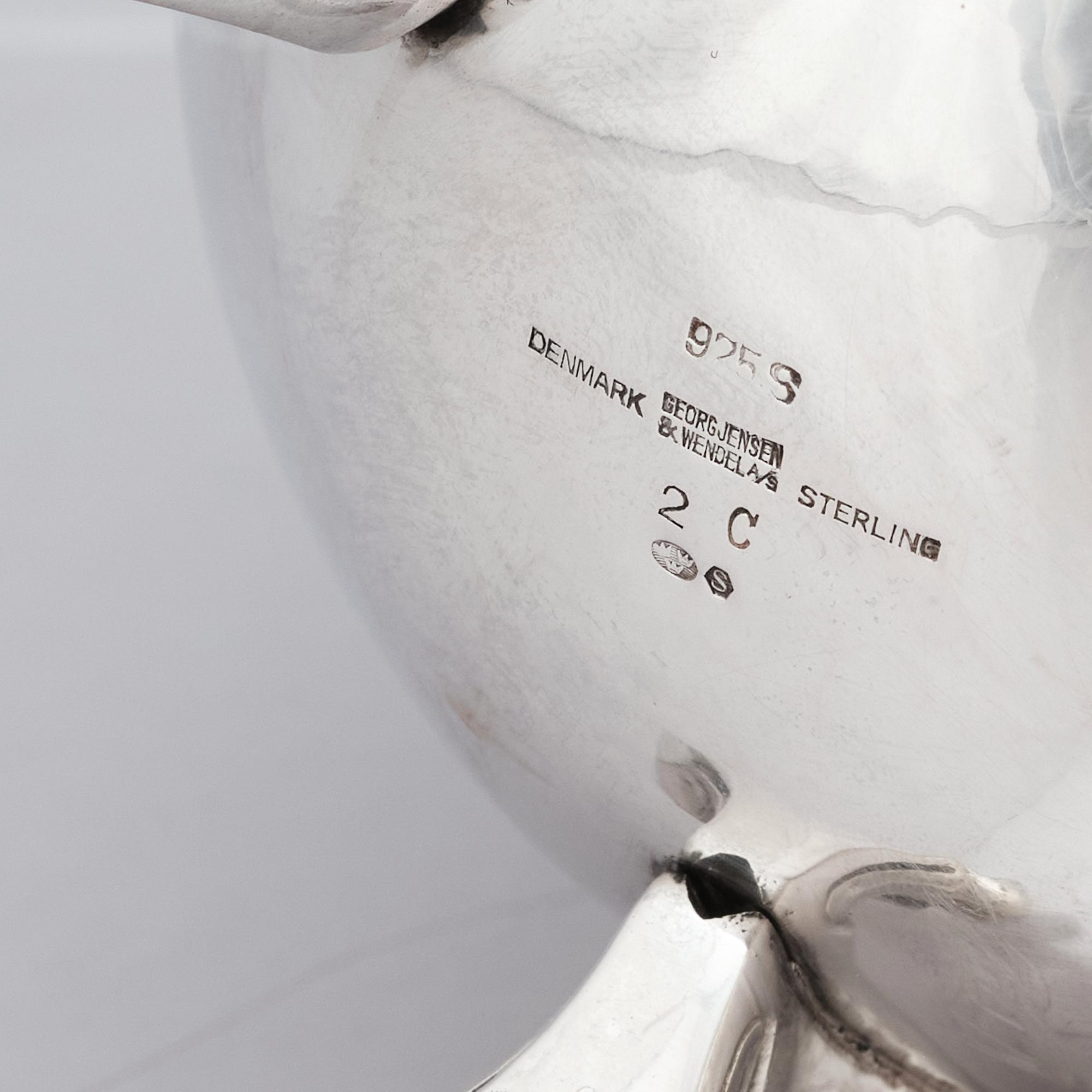 Georg Jensen, a sterling silver 3 pieces 'Blossom' coffee service, Jensen & Wendel, Copenhagen 1945-51.