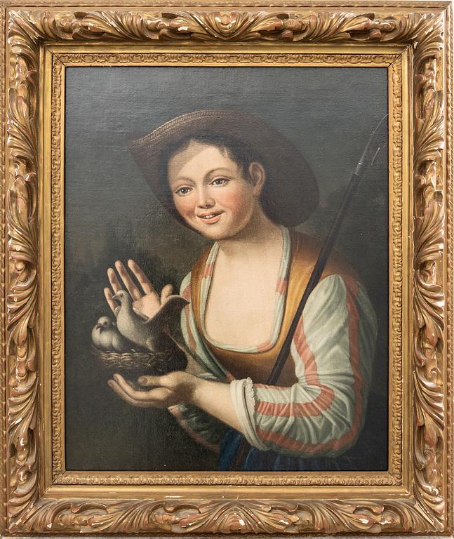 Gerrit van Honthorst, kopia efter, flicka med duvor.