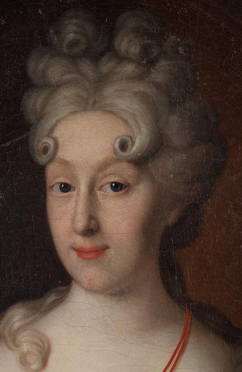 Daniel de Savoye, Porträtt av dam i blå klänning.