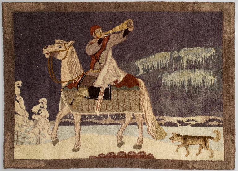 Akseli Gallen-Kallela, hänen mukaansa, ryijy, Kodiksamin Mattokutomo. Noin 245 x 175 cm.