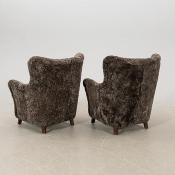 Armchairs, a pair, Asko Finland 1940s.