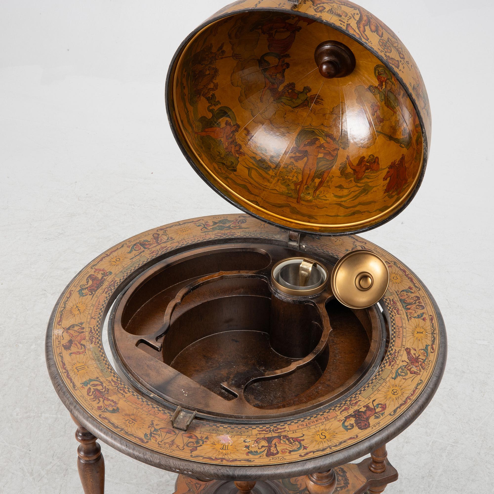 A globe drinking cabinet, late 20th Century.
