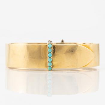 Bracelet 18K gold with turquoises.